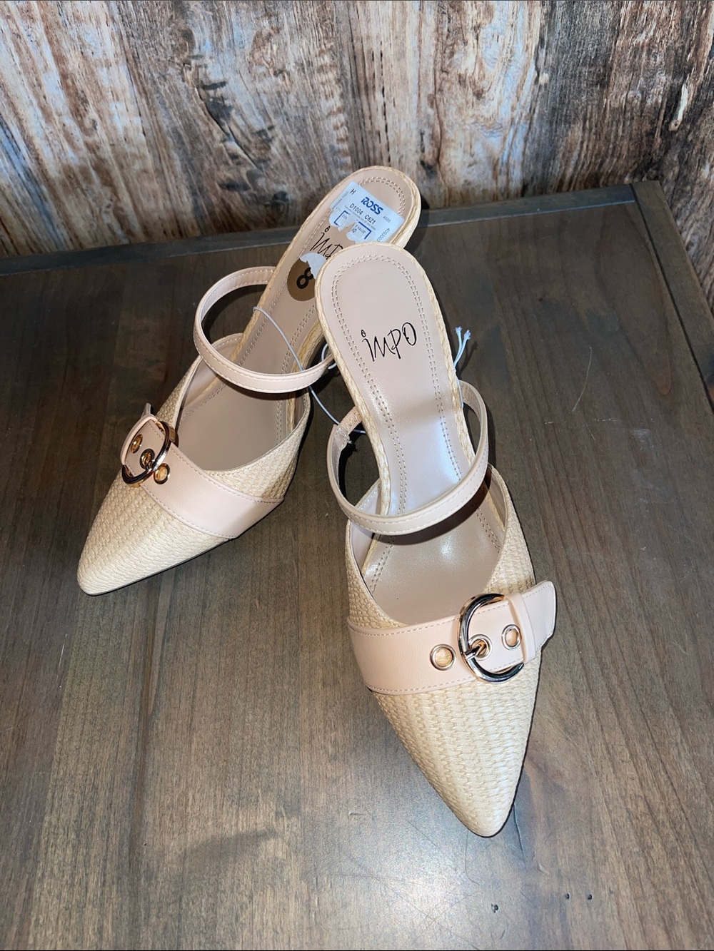 Women’s Pink Pointed-Toe Buckle Slingback Heels